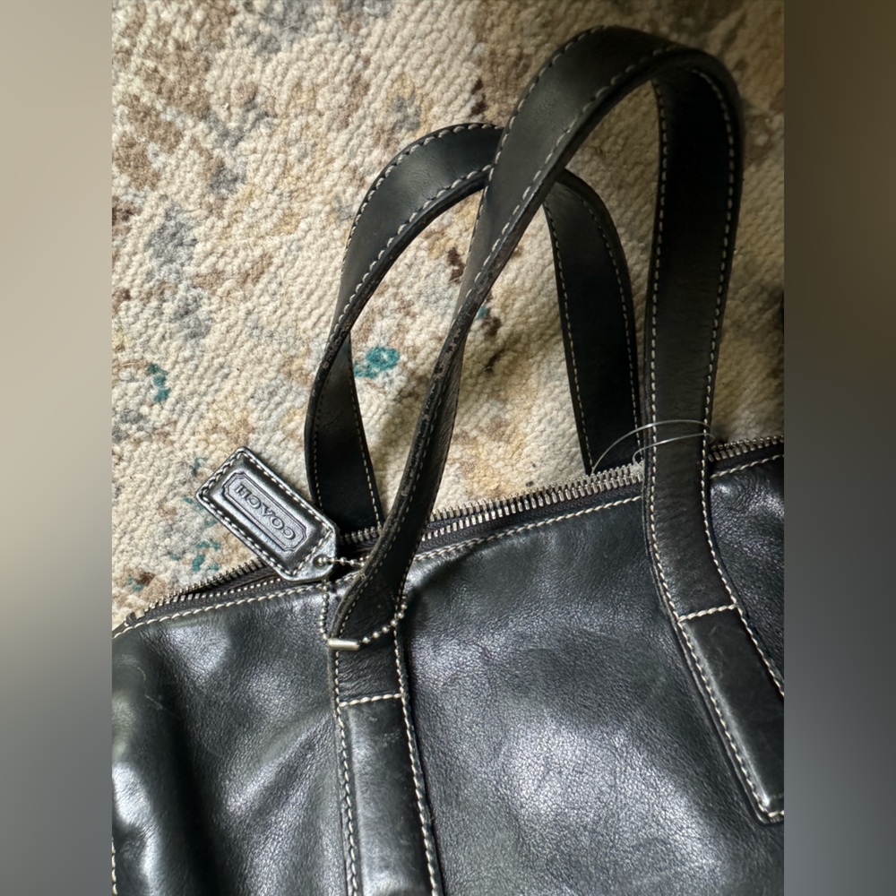 Coach Black Leather Satchel Bag Classic style - Picture 7 of 16